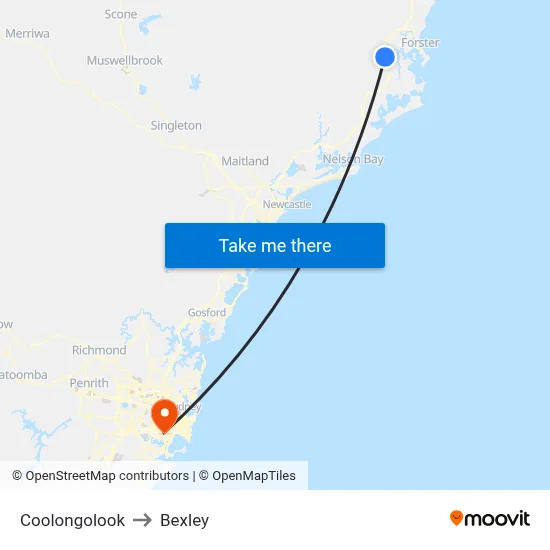 Coolongolook to Bexley map