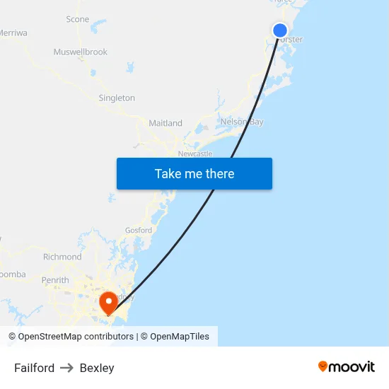 Failford to Bexley map