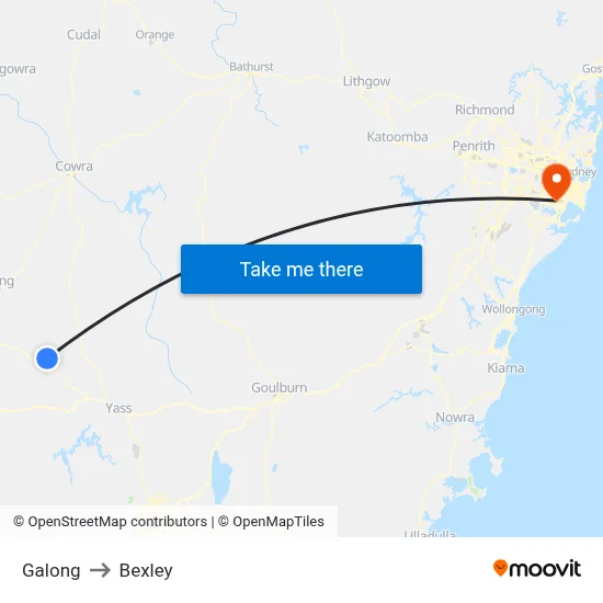 Galong to Bexley map