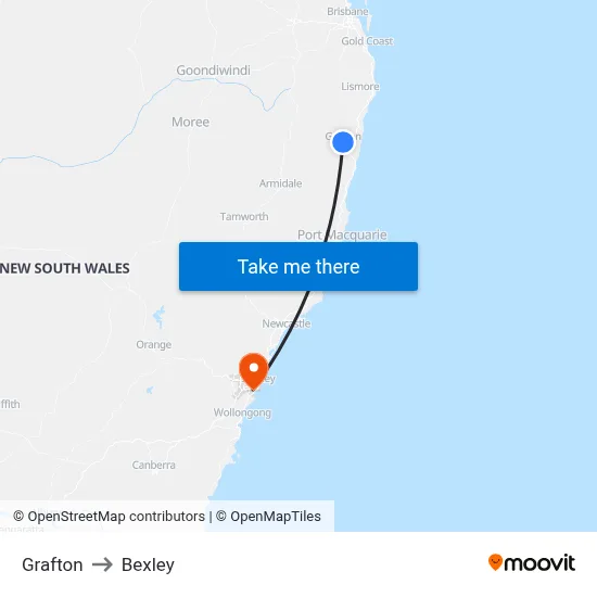 Grafton to Bexley map