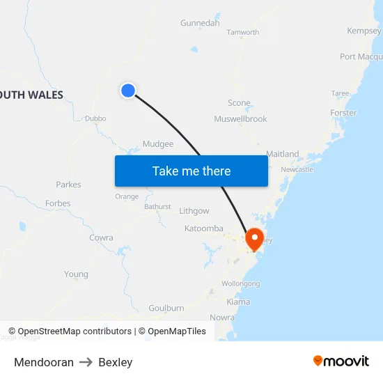 Mendooran to Bexley map