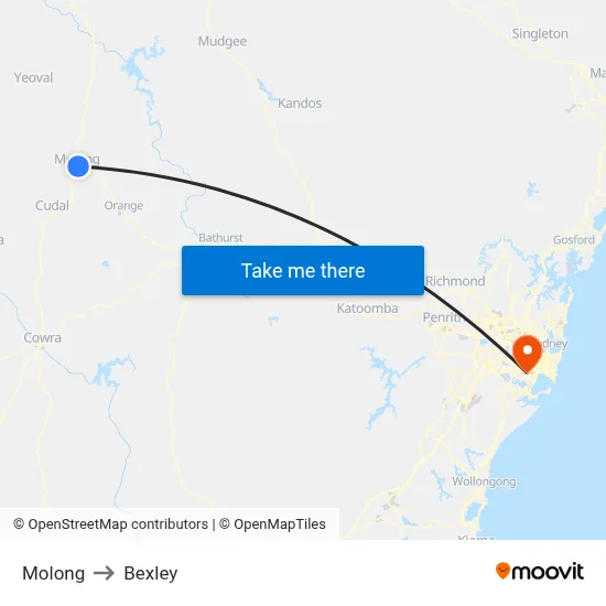 Molong to Bexley map