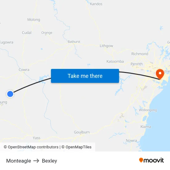 Monteagle to Bexley map