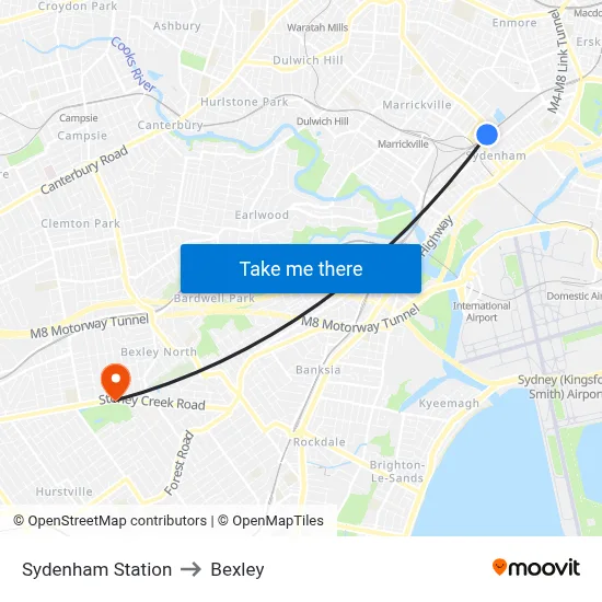 Sydenham Station to Bexley map