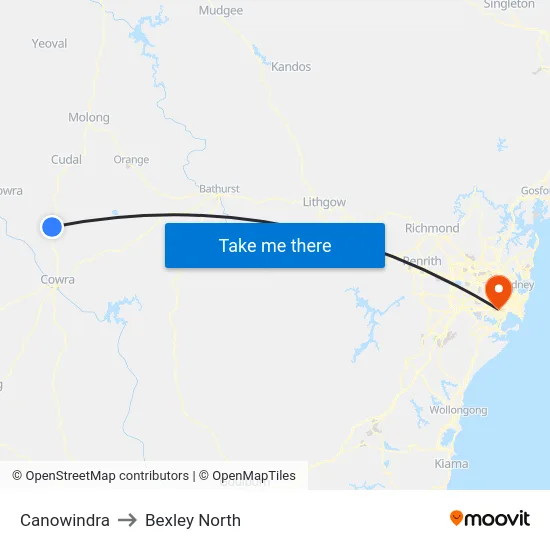 Canowindra to Bexley North map