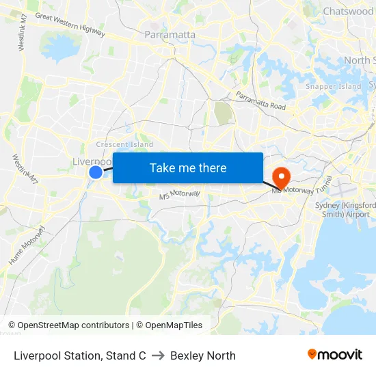 Liverpool Station, Stand C to Bexley North map