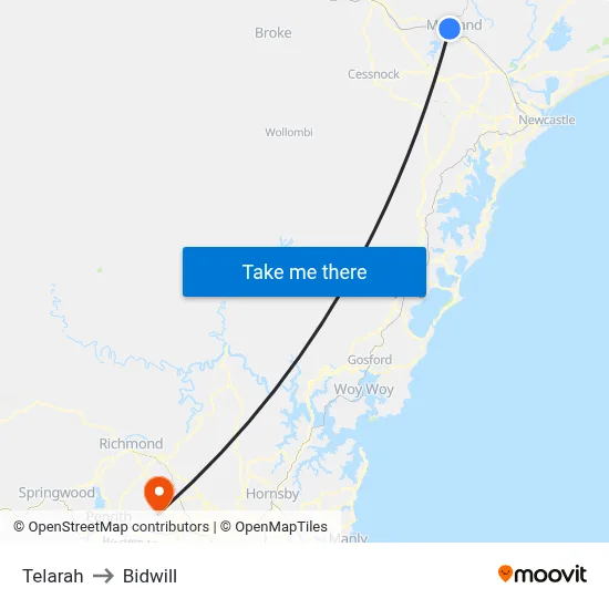 Telarah to Bidwill map