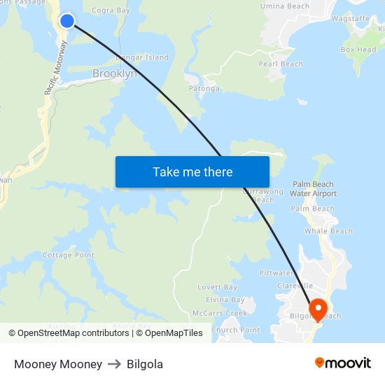 Mooney Mooney to Bilgola map