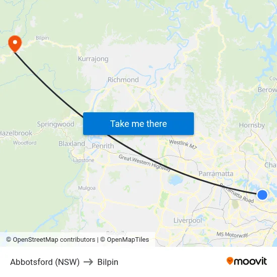 Abbotsford (NSW) to Bilpin map