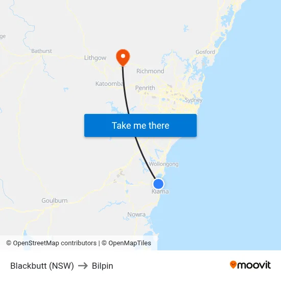 Blackbutt (NSW) to Bilpin map