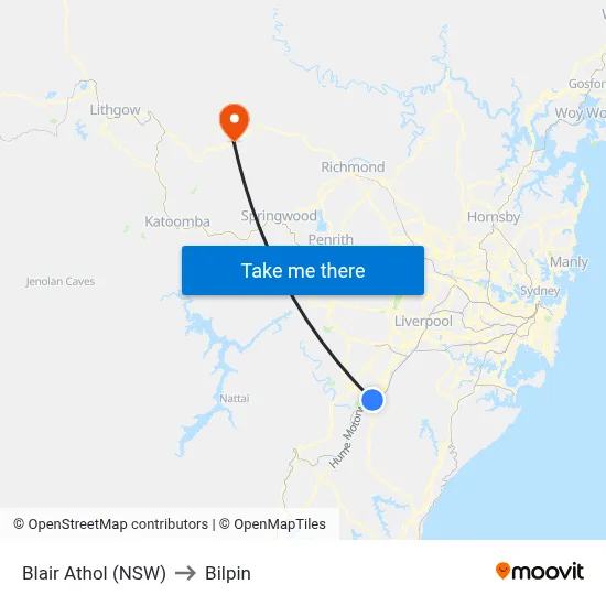 Blair Athol (NSW) to Bilpin map