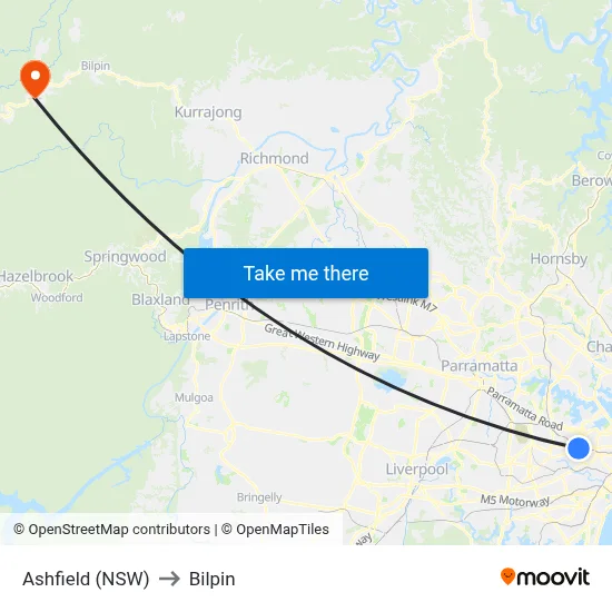 Ashfield (NSW) to Bilpin map