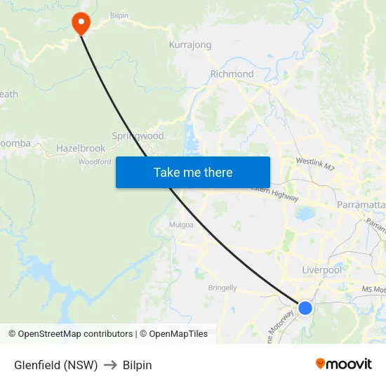 Glenfield (NSW) to Bilpin map