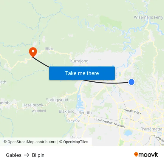 Gables to Bilpin map