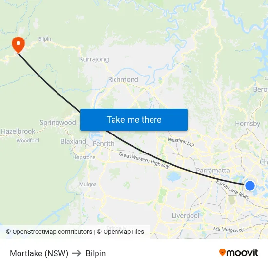 Mortlake (NSW) to Bilpin map