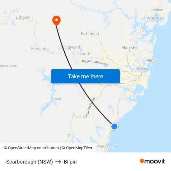 Scarborough (NSW) to Bilpin map