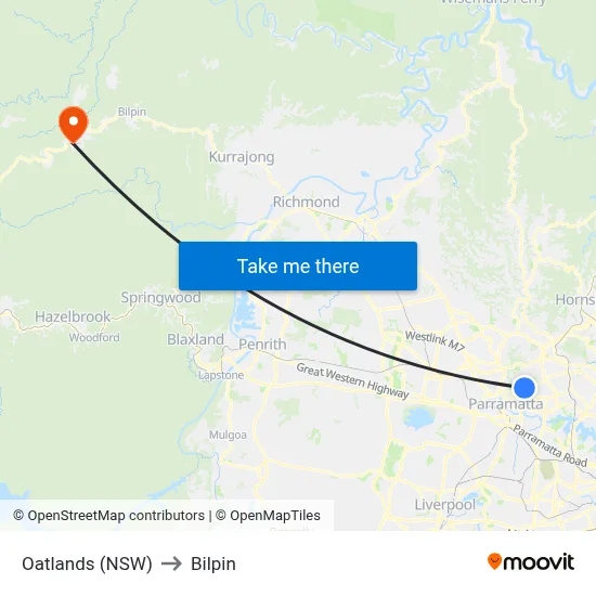 Oatlands (NSW) to Bilpin map