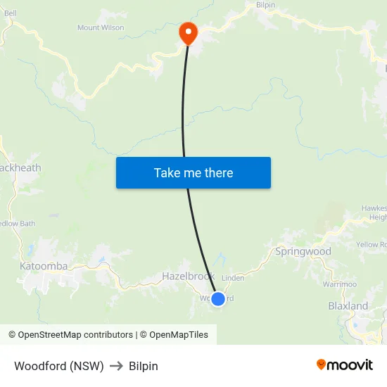 Woodford (NSW) to Bilpin map