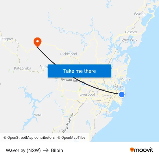 Waverley (NSW) to Bilpin map