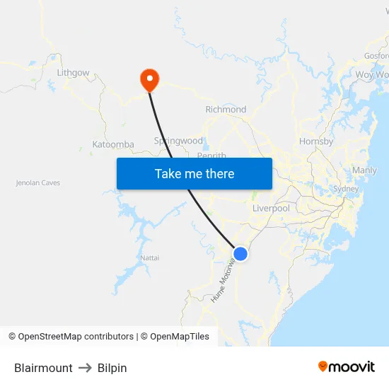 Blairmount to Bilpin map