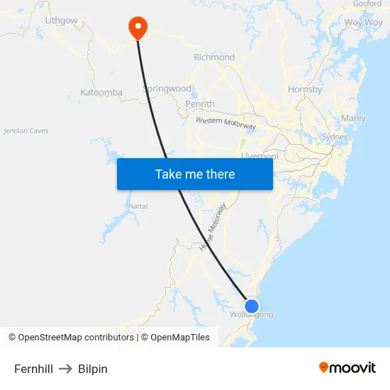 Fernhill to Bilpin map