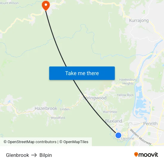 Glenbrook to Bilpin map