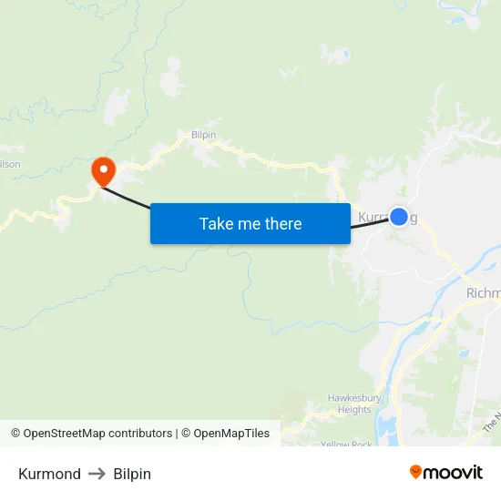 Kurmond to Bilpin map