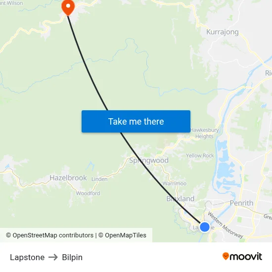 Lapstone to Bilpin map
