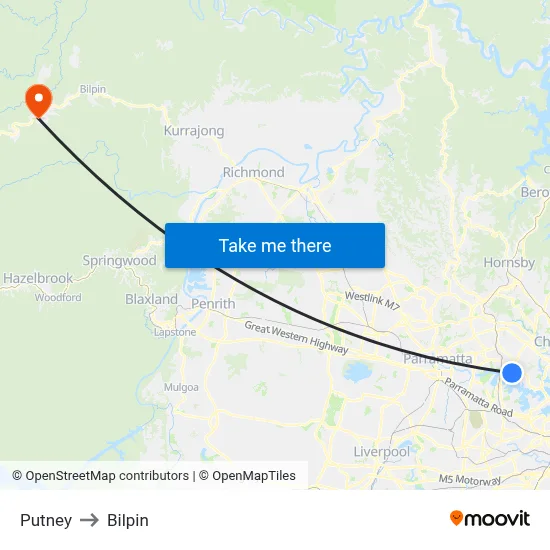 Putney to Bilpin map