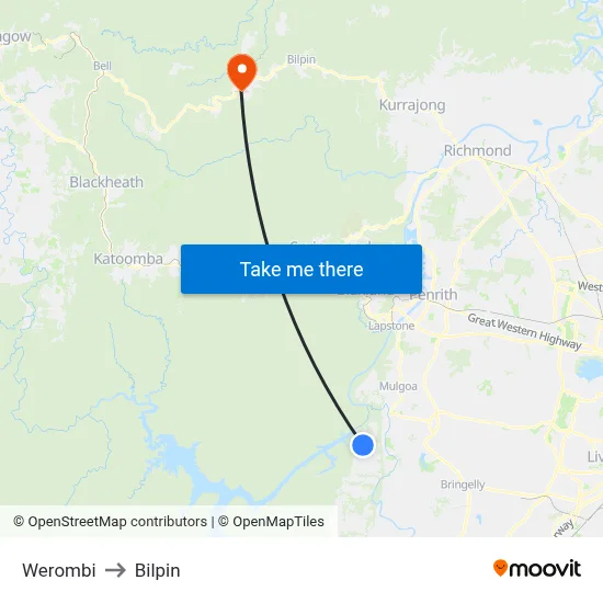 Werombi to Bilpin map