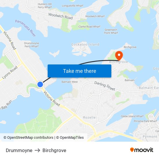 Drummoyne to Birchgrove map