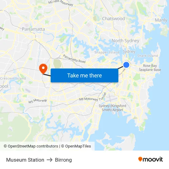 Museum Station to Birrong map