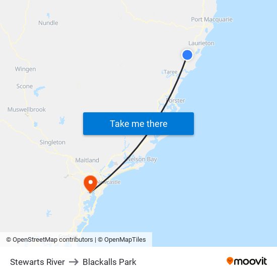 Stewarts River to Blackalls Park map