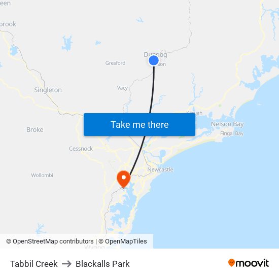 Tabbil Creek to Blackalls Park map