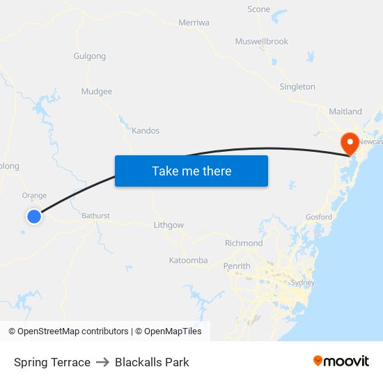 Spring Terrace to Blackalls Park map