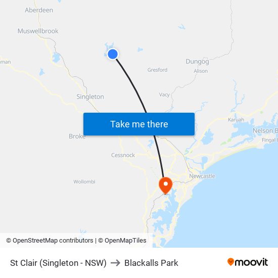 St Clair (Singleton - NSW) to Blackalls Park map