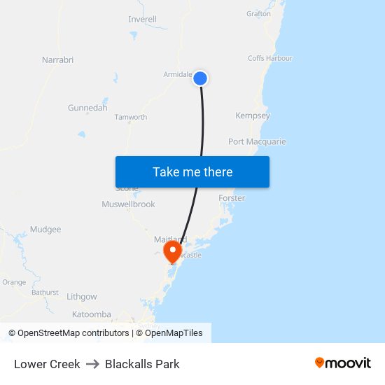 Lower Creek to Blackalls Park map