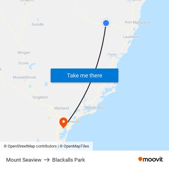 Mount Seaview to Blackalls Park map