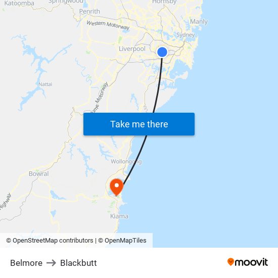 Belmore to Blackbutt map