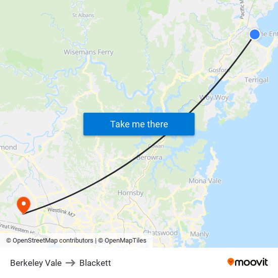 Berkeley Vale to Blackett map