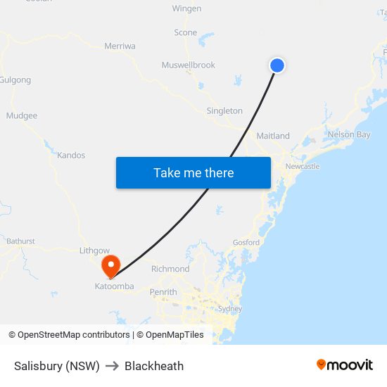 Salisbury (NSW) to Blackheath map