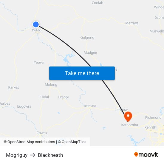 Mogriguy to Blackheath map