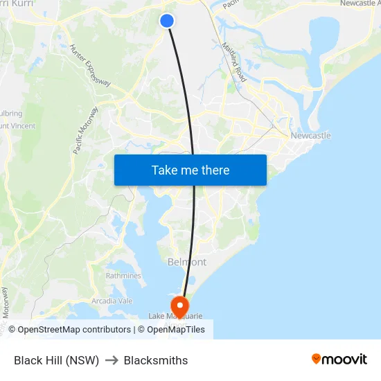 Black Hill (NSW) to Blacksmiths map