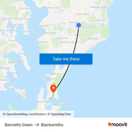 Bennetts Green to Blacksmiths map