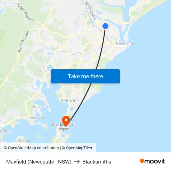 Mayfield (Newcastle - NSW) to Blacksmiths map
