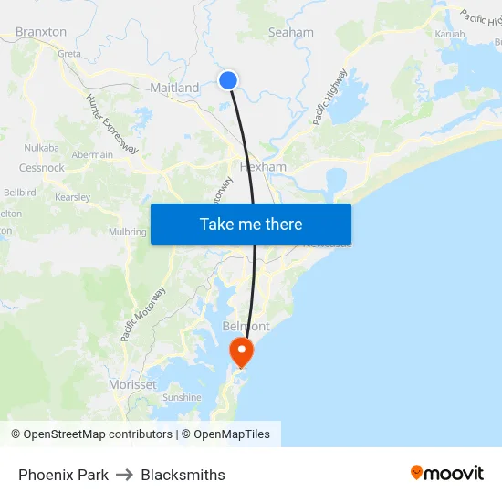 Phoenix Park to Blacksmiths map