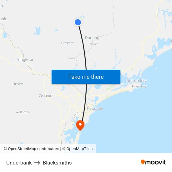 Underbank to Blacksmiths map