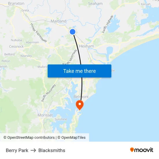 Berry Park to Blacksmiths map