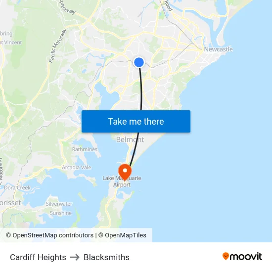 Cardiff Heights to Blacksmiths map