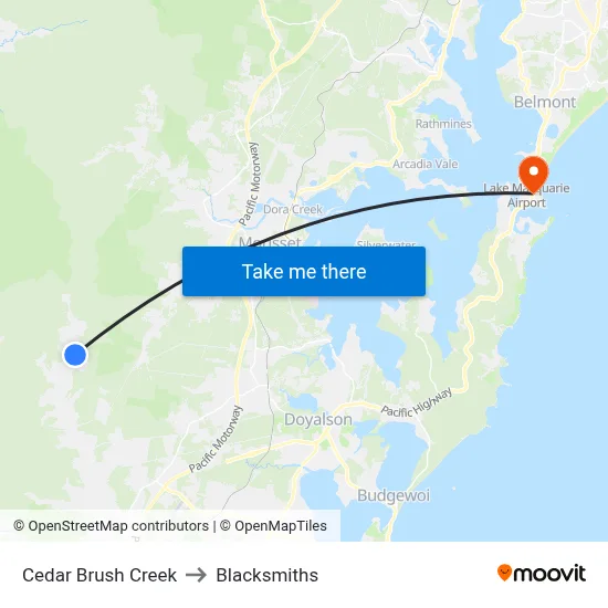 Cedar Brush Creek to Blacksmiths map